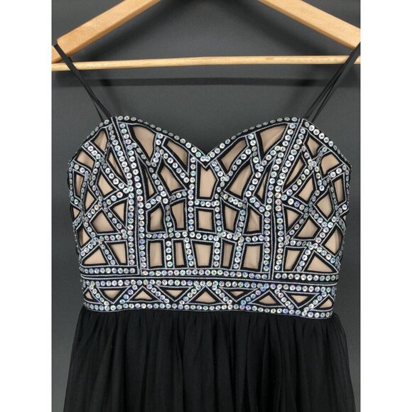 Vintage Blondie Nites Stacy Sklar Strapless Embellished Tulle Dress 7 y2k Prom - Picture 2 of 10